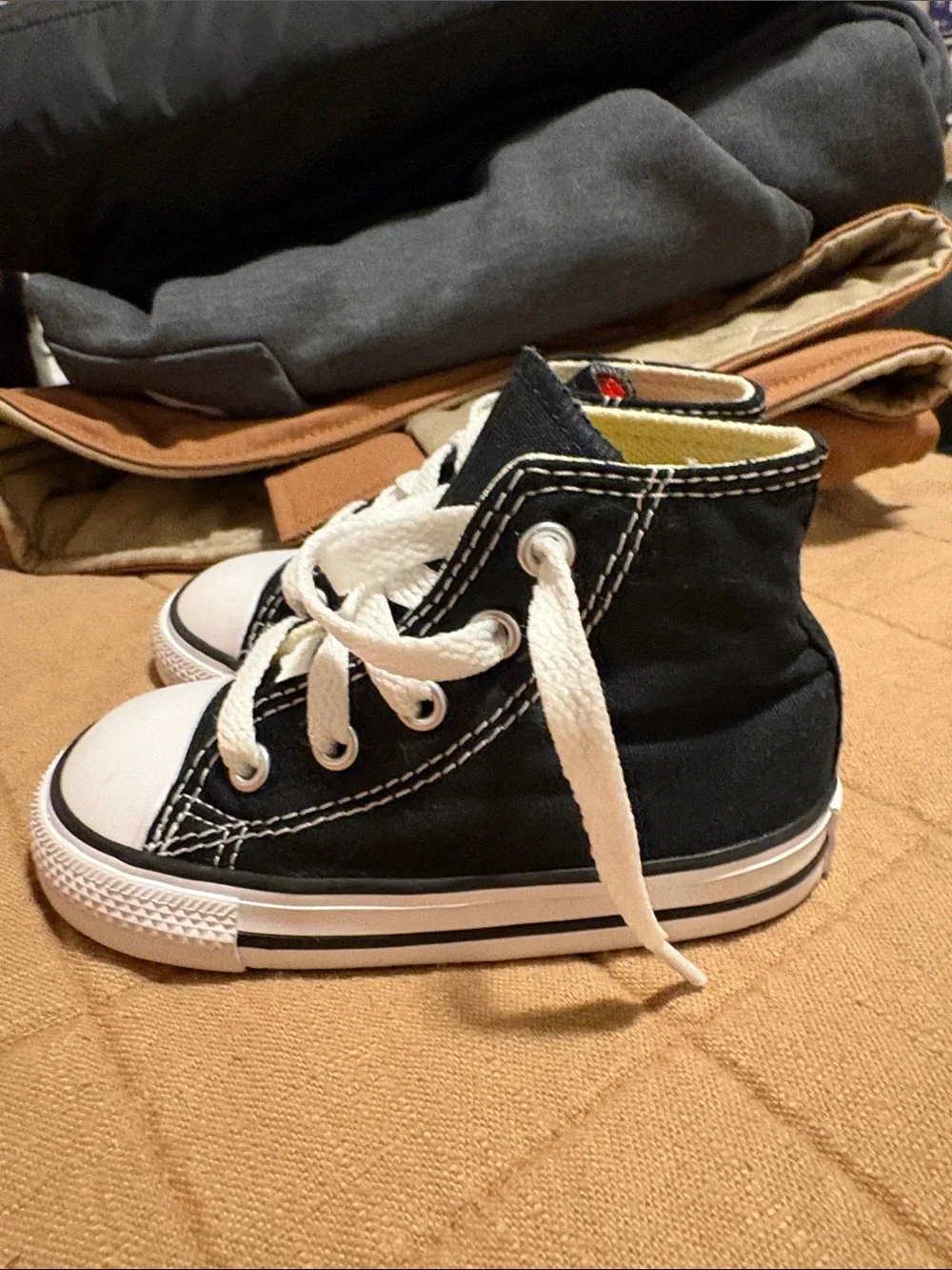 Converse Kids Black & White High-Top Canvas Sneakers